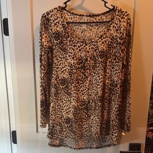 LuLaRoe Leopard Print Long Sleeve Top - Brown and Black